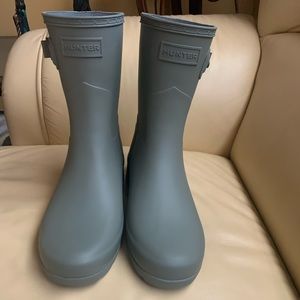 NWOB HUNTER Original Refined Short Gray Waterproof Rain Boot Size 7
